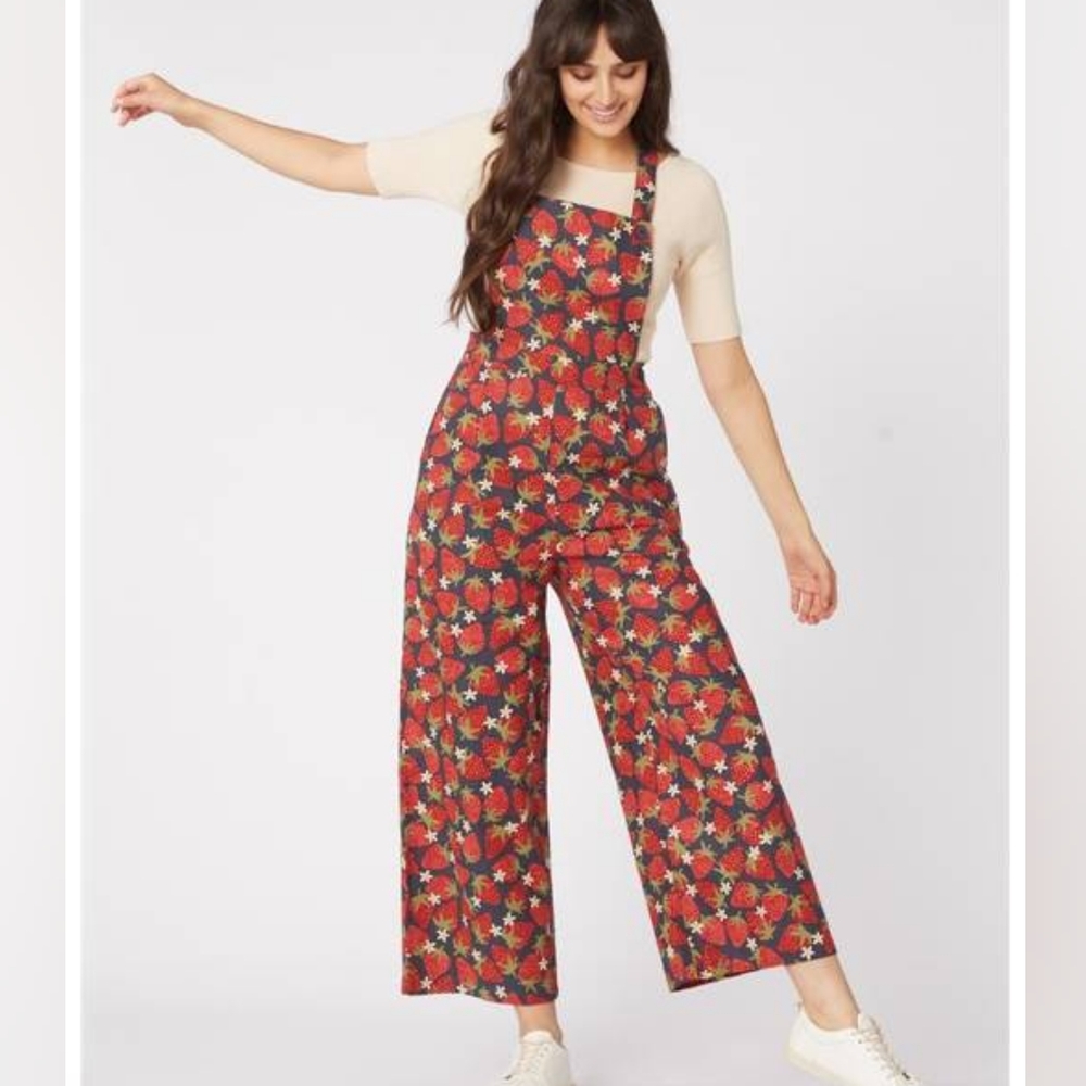 Princess Highway Strawberry Print Overall - Wide Leg Overalls - AU 10/US 6